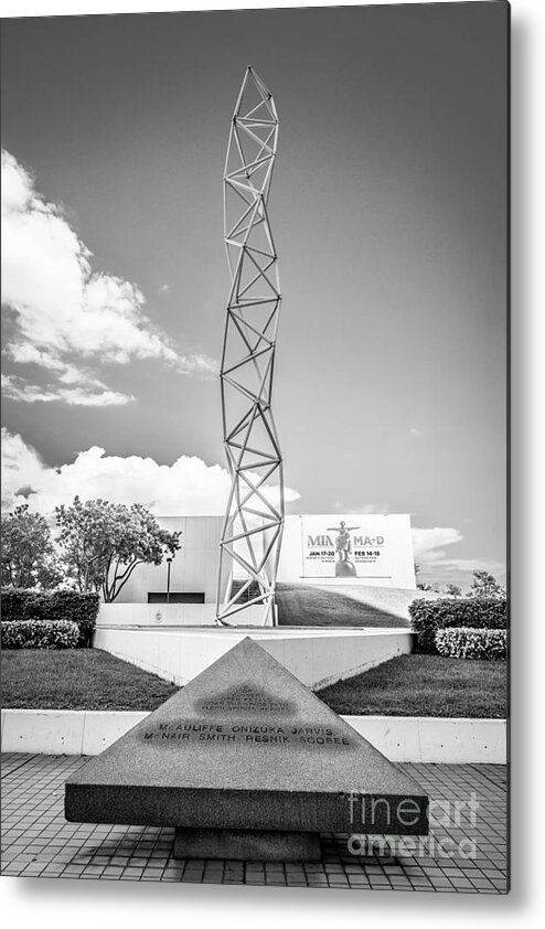 America Metal Print featuring the photograph The Challenger Memorial 2 - Bayfront Park - Miami - Black and White by Ian Monk