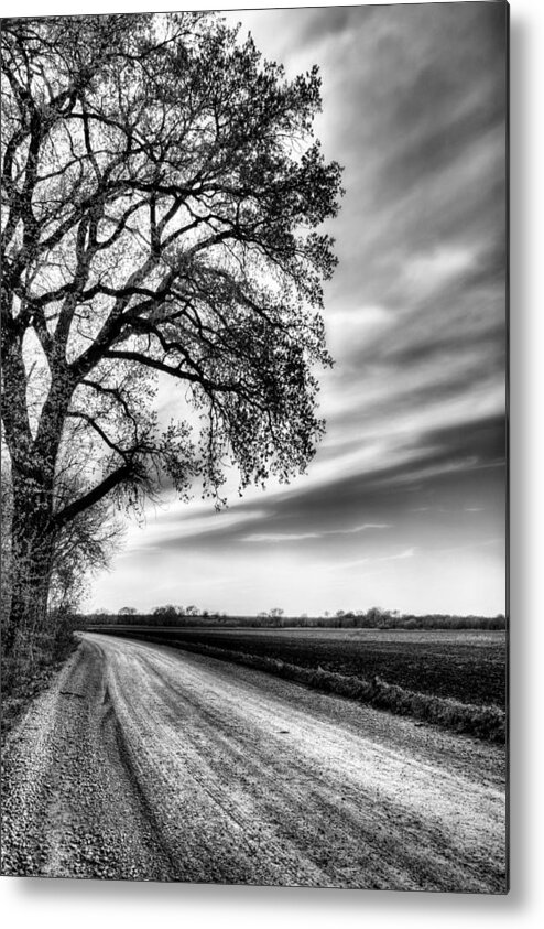 Kansas Metal Print featuring the photograph The Dirt Road in Black and White by JC Findley