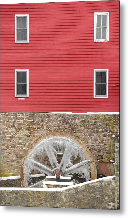 Mill Metal Print featuring the photograph The Frozen Wheel by Mark Rogers
