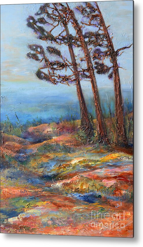 Pine Trees Metal Print featuring the painting The Guardians by Claire Bull