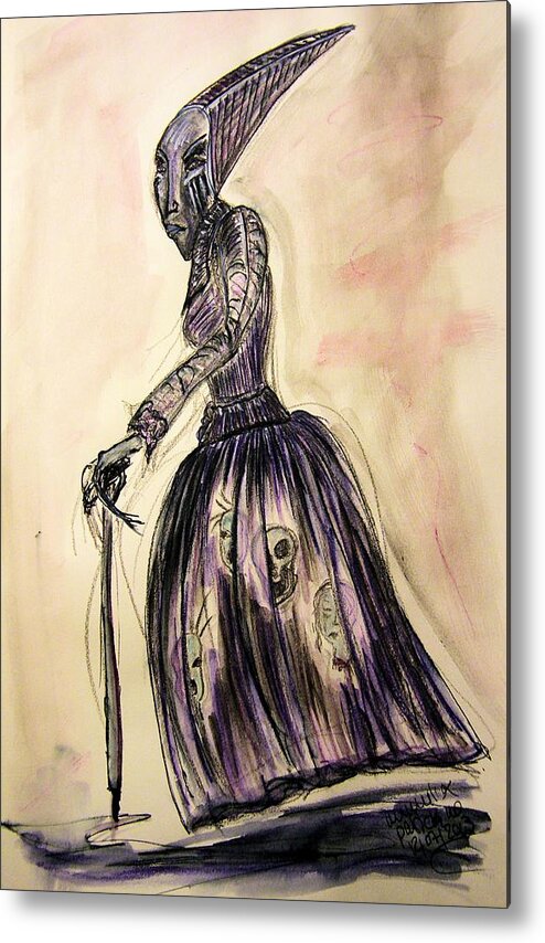 Hag Metal Print featuring the drawing The Hag by Mimulux Patricia No