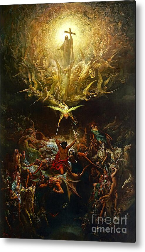 Dore Metal Print featuring the painting The Triumph of Christianity Over Paganism by Gustave Dore