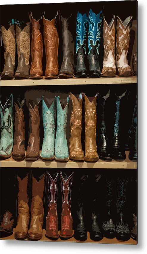 Cowboy Boots Metal Print featuring the digital art These Boots Are Made For Walking 3 by Jani Freimann