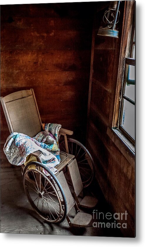 Documentary Metal Print featuring the photograph Wheelchair With a View by Bernd Laeschke