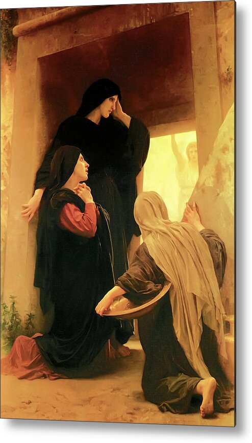 William Adolphe Bouguereau Metal Print featuring the painting Three Marys at the Tomb by William Adolphe Bouguereau