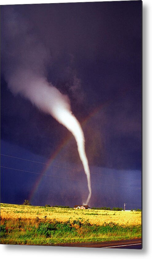 Tornado Metal Print featuring the photograph Tornado with Rainbow in Mulvane Kansas by Jason Politte
