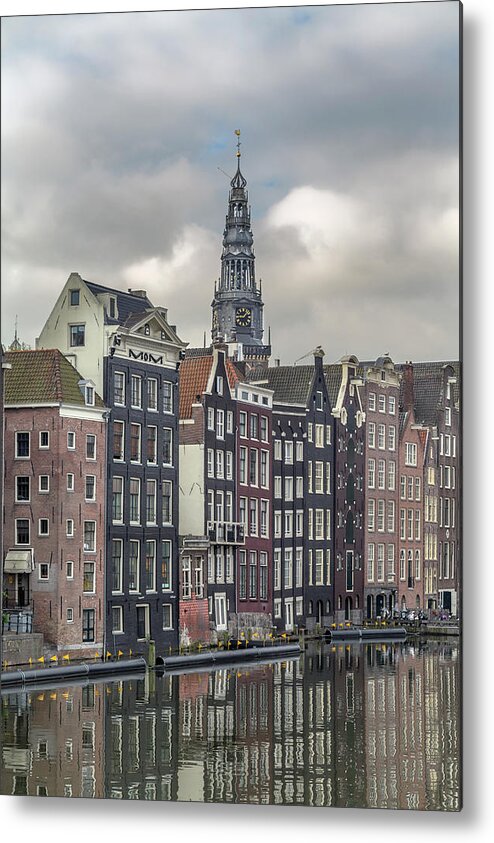 In A Row Metal Print featuring the photograph Traditional Dutch Houses Over A Canal by Buena Vista Images