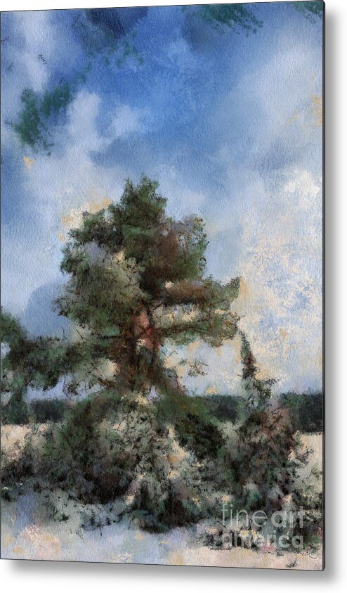 Winter Metal Print featuring the digital art Tree in the wintery landscape by Gina Koch