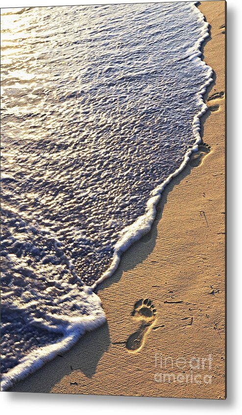 Footstep Metal Print featuring the photograph Tropical beach with footprints by Elena Elisseeva