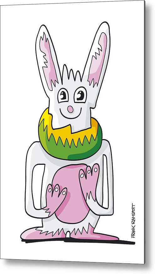 Frank Ramspott Metal Print featuring the digital art Ugly Rabbit Doodle Character by Frank Ramspott