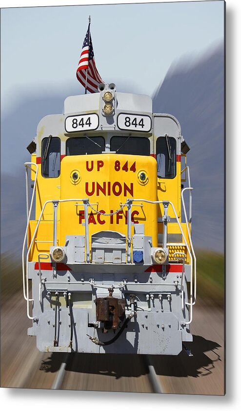 Transportation Metal Print featuring the photograph Union Pacific 844 on the Move by Mike McGlothlen