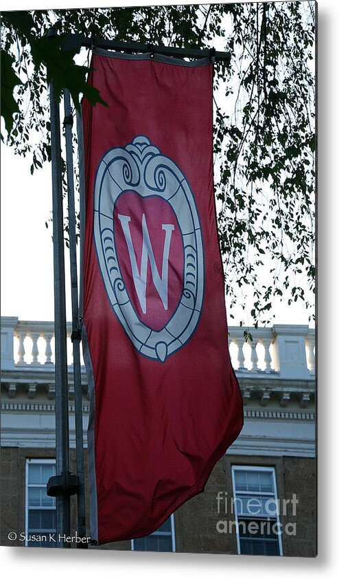 University Wisconsin Metal Print featuring the photograph UW Flag by Susan Herber