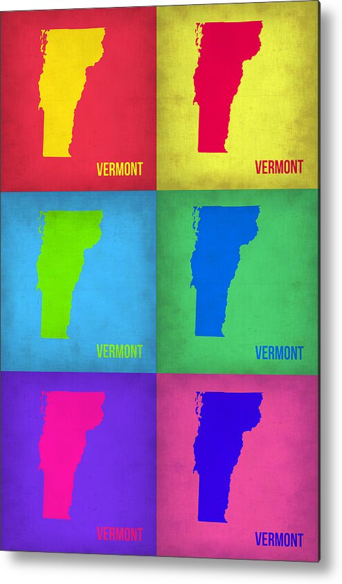 Vermont Map Metal Print featuring the painting Vermont Pop Art Map 1 by Naxart Studio