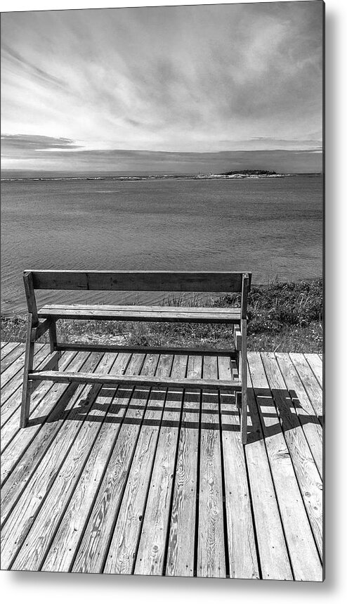 Black And White Metal Print featuring the photograph View across the ocean by Arkady Kunysz