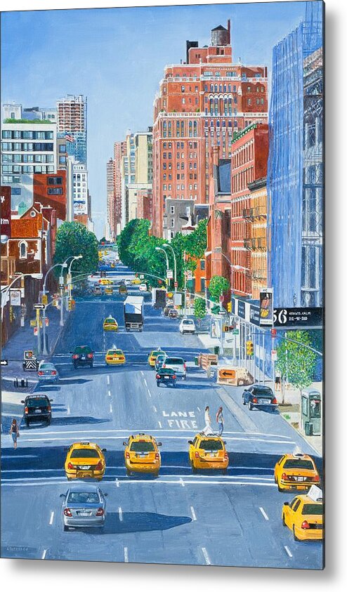 View From Highline Metal Print featuring the painting View from Highline New York City by Anthony Butera