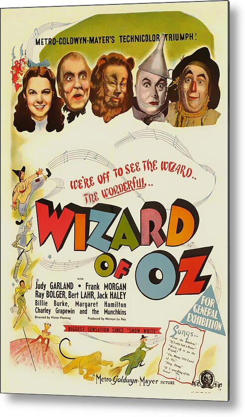 Vintage Wizard Of Oz Movie Poster 1939 Metal Print By Mountain Dreams ...