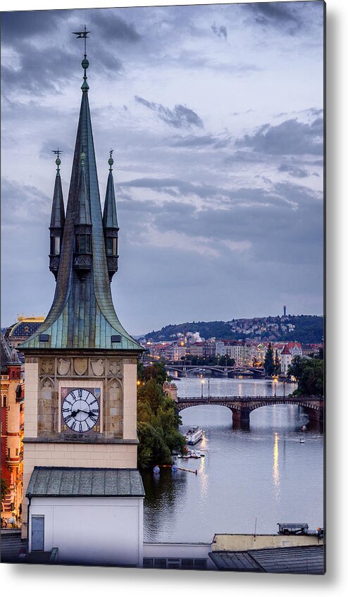Sun Metal Print featuring the photograph Vltava river in Prague by Pablo Lopez