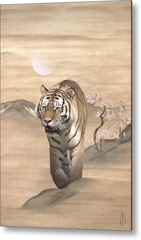 Tiger Metal Print featuring the painting Walking Tiger by M Spadecaller