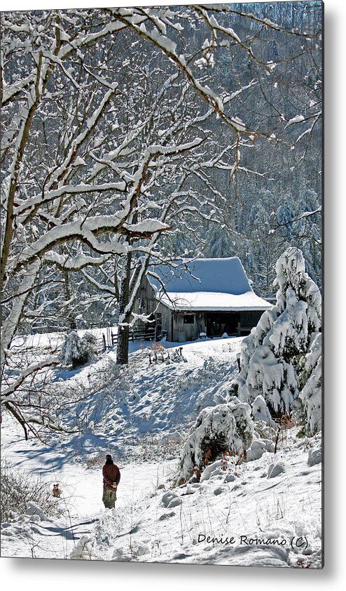 Winter Metal Print featuring the photograph Walking Toward the Barn by Denise Romano