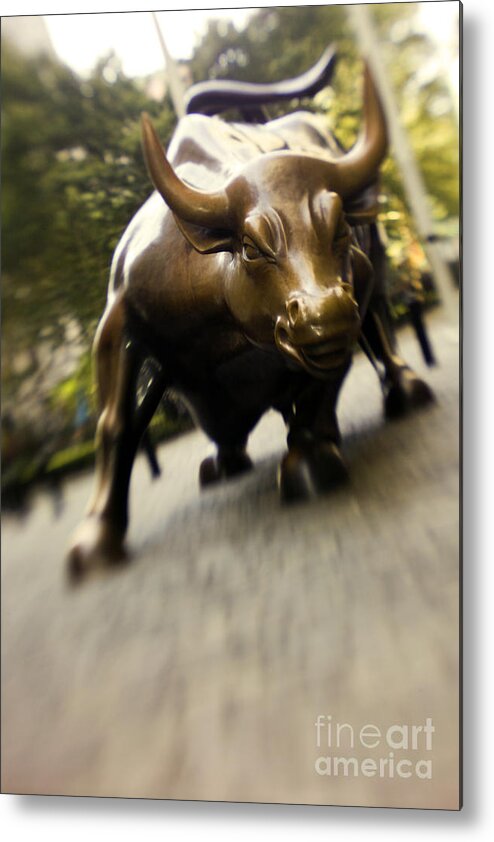 Wall Metal Print featuring the photograph Wall Street Bull by Tony Cordoza