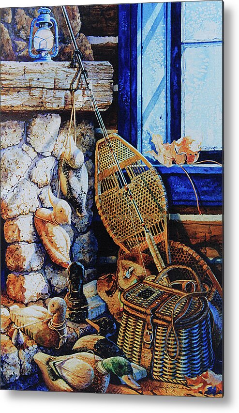 Masculine Still Life Paintings Metal Print featuring the painting Warm Winter Wishes by Hanne Lore Koehler