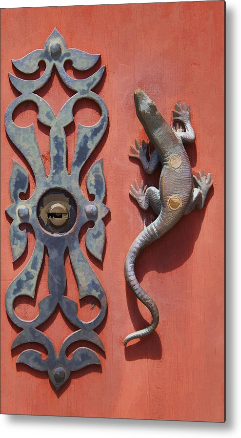 Artistic Metal Print featuring the photograph Weathered Brass Door Handle of Medieval Europe by David Letts