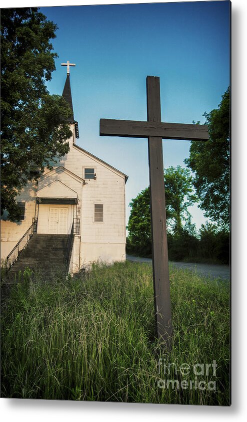 Ken Johnson Metal Print featuring the photograph White Church On The Hill by Ken Johnson