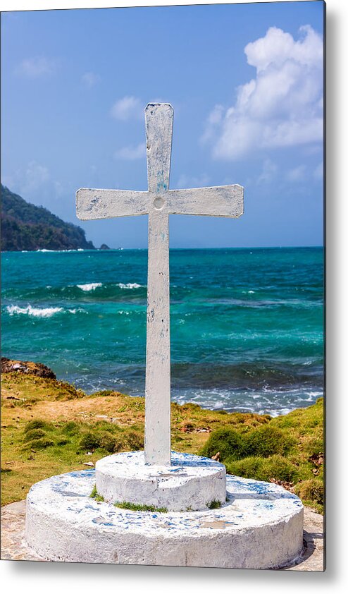 Capurgana Metal Print featuring the photograph White Cross and Sea by Jess Kraft