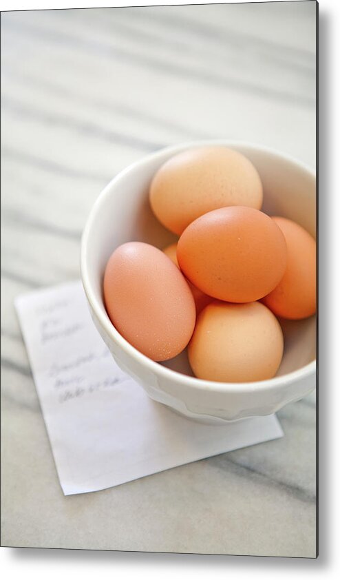 Heap Metal Print featuring the photograph Whole Eggs And Grocery List by Leela Cyd