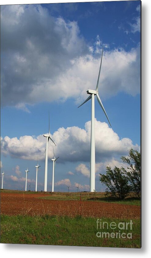 Windmill Metal Print featuring the photograph Wind Farm and Red Dirt by Jim McCain
