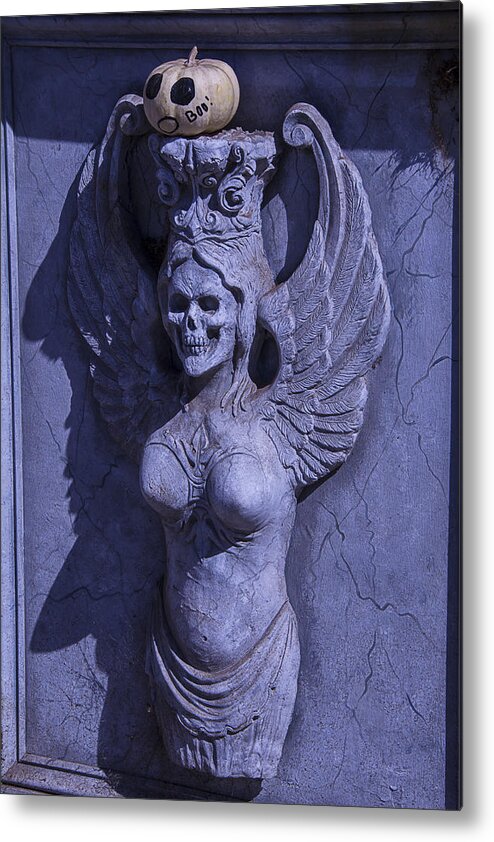 Winged Death Statue Metal Print featuring the photograph Winged Death Statue by Garry Gay