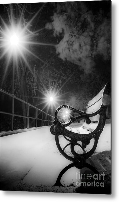 Winter Night Along The River Metal Print featuring the photograph Winter Night Along The River by Michael Arend