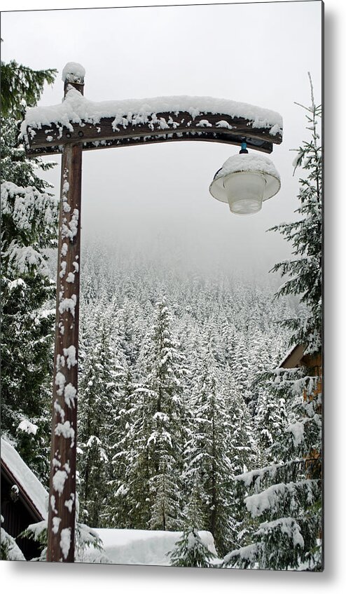 Winter Lamp Post Metal Print featuring the photograph Winter's Lamp Post by Tikvah's Hope