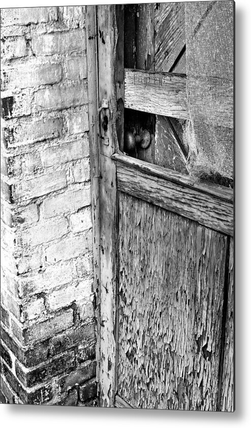 Architecture Metal Print featuring the photograph Withering in time wood and mortar by Denise Dube