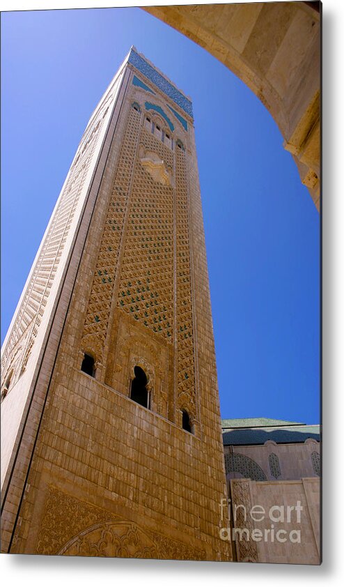 Hassan Ii Mosque Metal Print featuring the photograph Worlds Tallest Minaret at 210m Hassan II Mosque Grand Mosque Sour Jdid Casablanca Morocco by PIXELS XPOSED Ralph A Ledergerber Photography