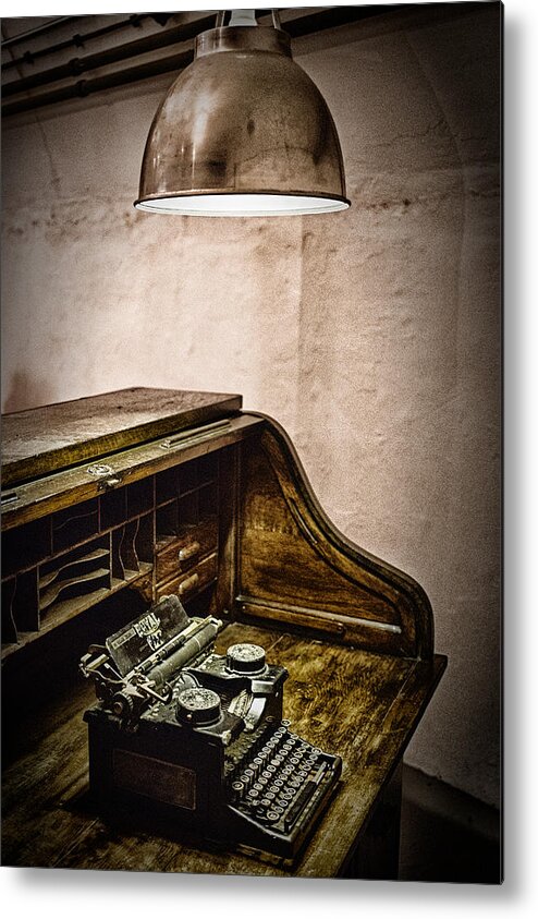 Typewriter Metal Print featuring the photograph Writers Desk by Nigel R Bell