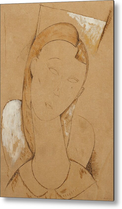 Modigliani Metal Print featuring the painting Young Woman Giovane Donna by Amedeo Modigliani