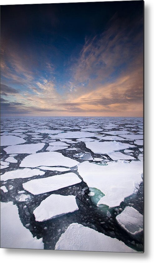 00427975 Metal Print featuring the photograph Ice Floes At Sunset Near Mertz Glacier #1 by Colin Monteath