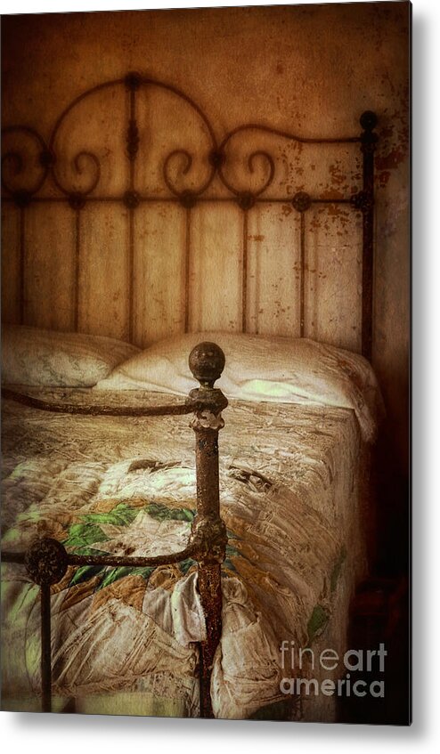 Bed Metal Print featuring the photograph Old Iron Bed #1 by Jill Battaglia