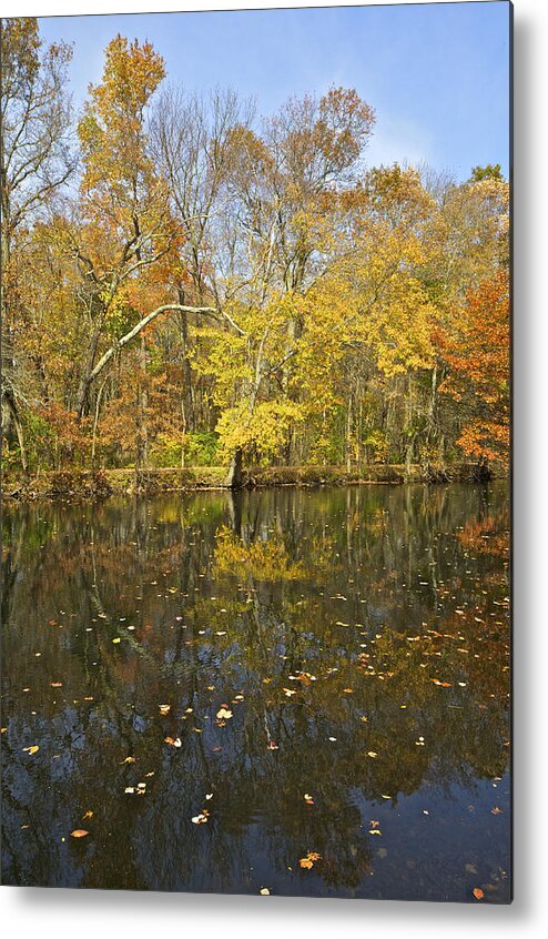 Blackwells Mills Metal Print featuring the photograph Reflection of Autumn Colors on the Canal by David Letts