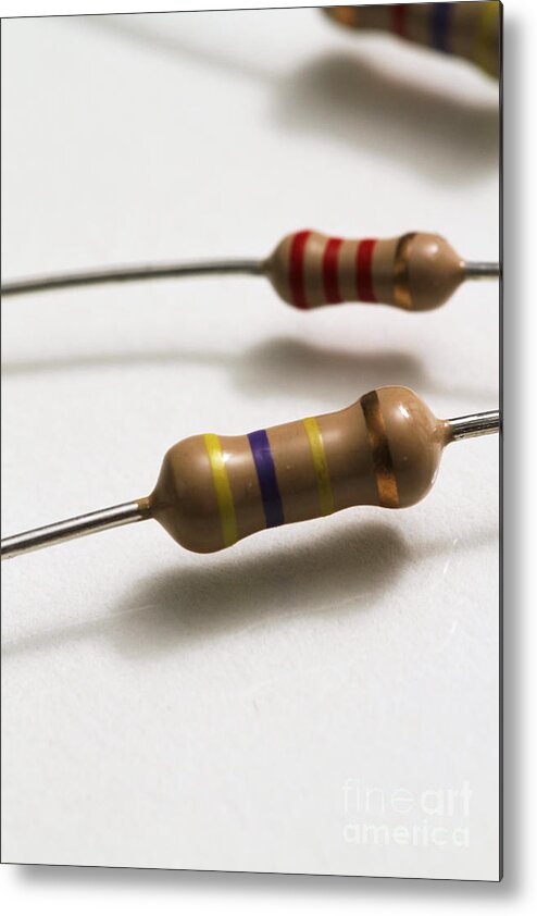 Component Metal Print featuring the photograph Carbon Film Resistors #2 by Photo Researchers, Inc.