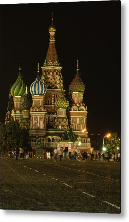 Kremlin Metal Print featuring the photograph Red Square in Moscow at night #2 by Michael Goyberg