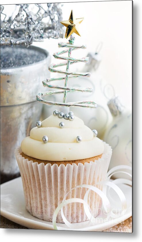 Cupcake Metal Print featuring the photograph Christmas cupcake #3 by Ruth Black
