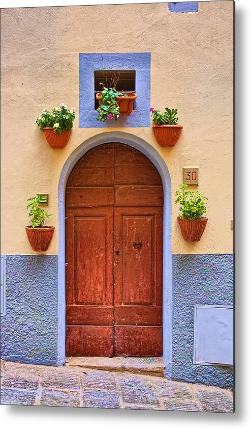 Colorful Metal Print featuring the photograph A door in Monte Carlo Italy by Fred J Lord