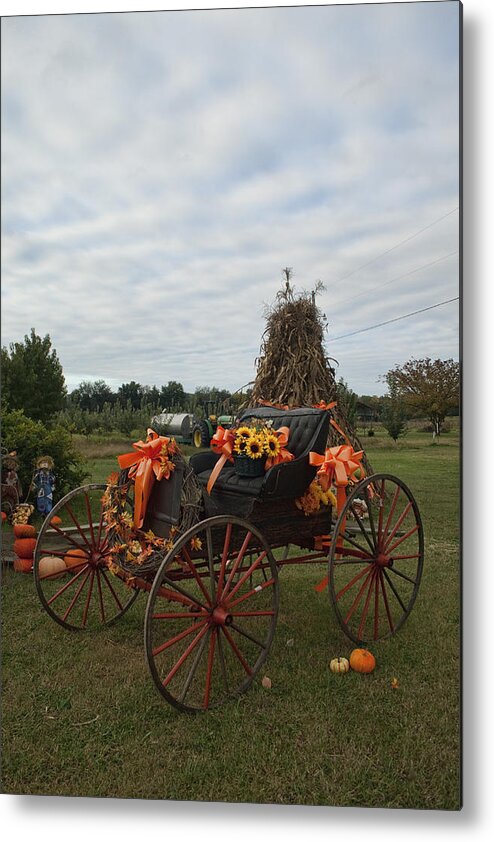 Antique Metal Print featuring the photograph Antique Buggy in Fall Colors by Kathy Clark