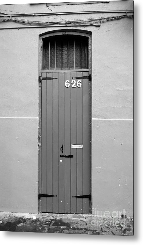 New Orleans Metal Print featuring the digital art Arched Doorway French Quarter New Orleans Black and White by Shawn O'Brien