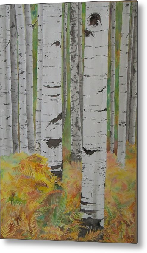 Trees Metal Print featuring the painting Aspens and Bracken by Laurel Thomson