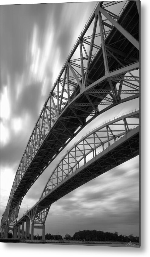 Port Metal Print featuring the photograph Black and White Blue Water Bridge by Gordon Dean II