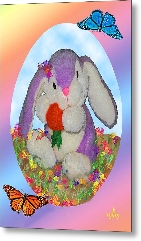Holiday Metal Print featuring the photograph Bunny And Strawberry by Marie Morrisroe