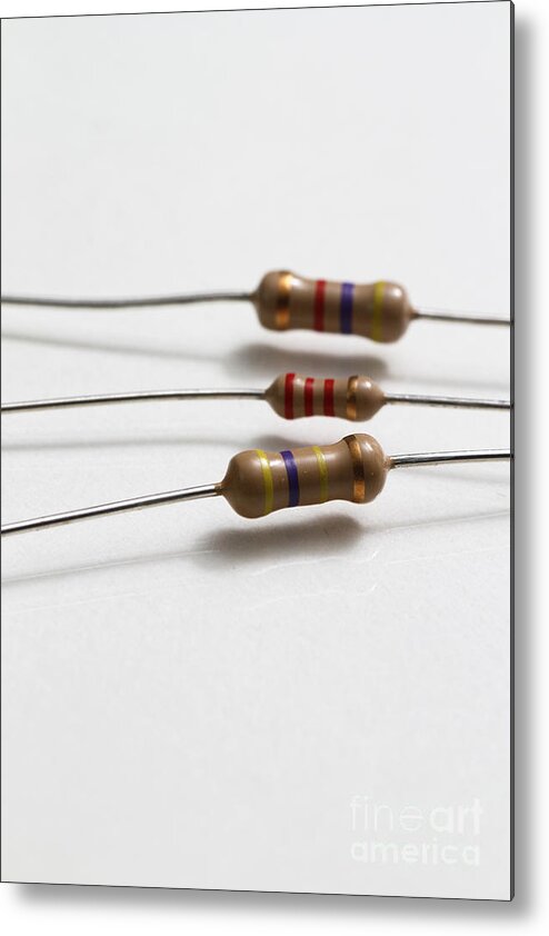 Component Metal Print featuring the photograph Carbon Film Resistors by Photo Researchers, Inc.